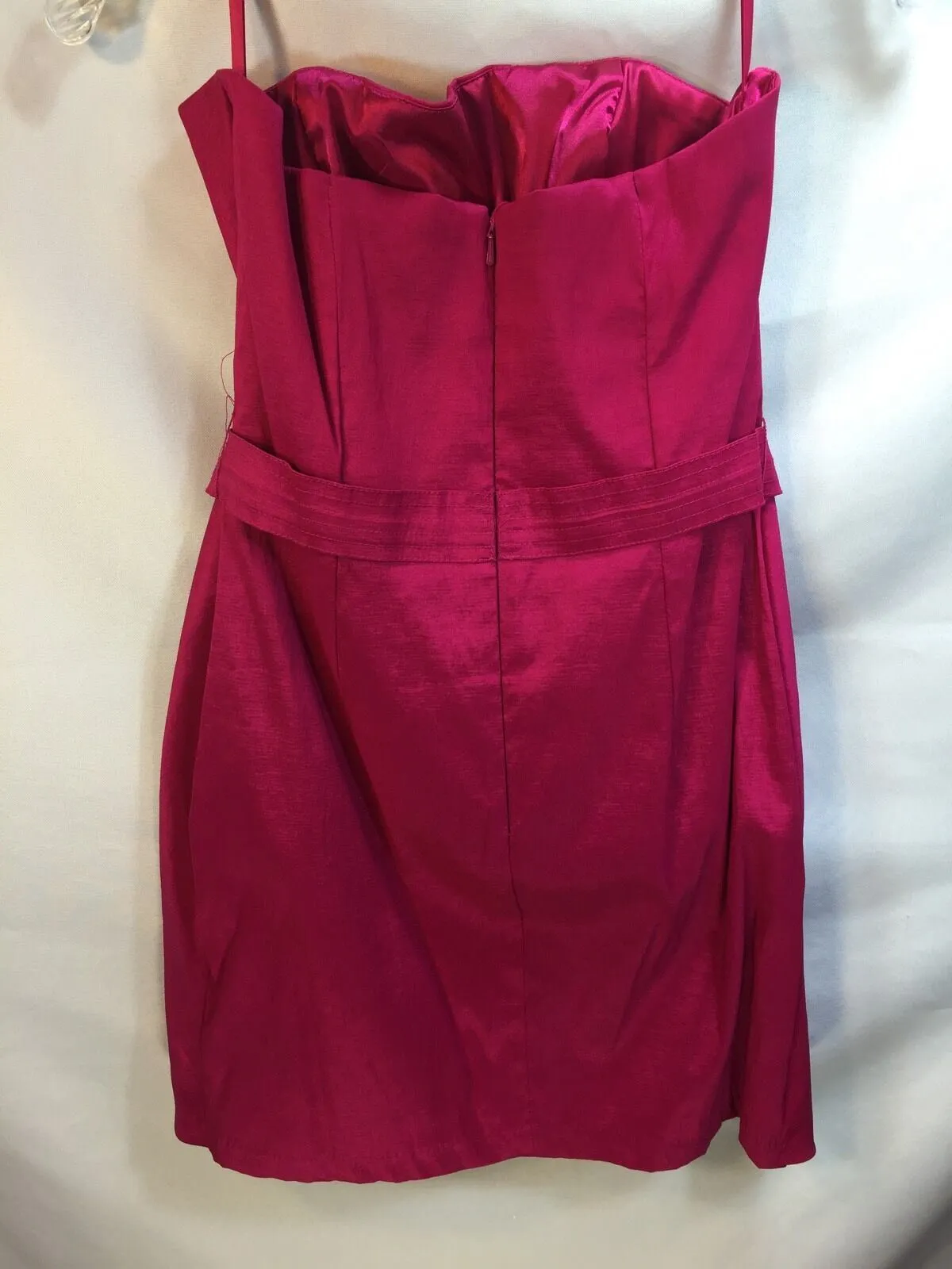 Cache Sz 10 Hot Pink Bow Peplum Mini Dress Strapless Evening Club