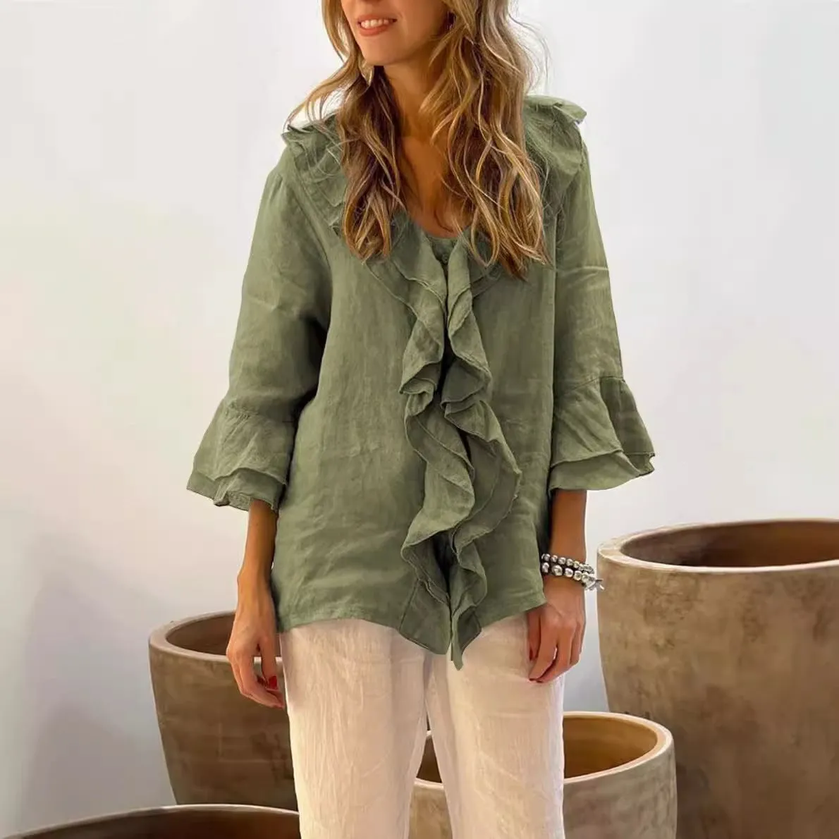 Chic Cherry™ Ruffled Blouse - Effortless Style for Every Occasion!