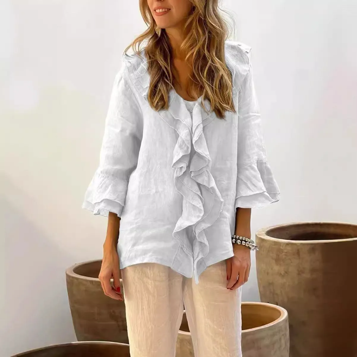 Chic Cherry™ Ruffled Blouse - Effortless Style for Every Occasion!