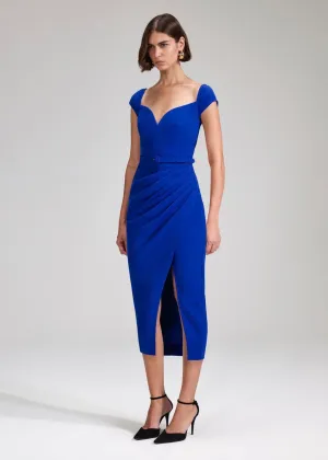 Cobalt Crepe Midi Dress