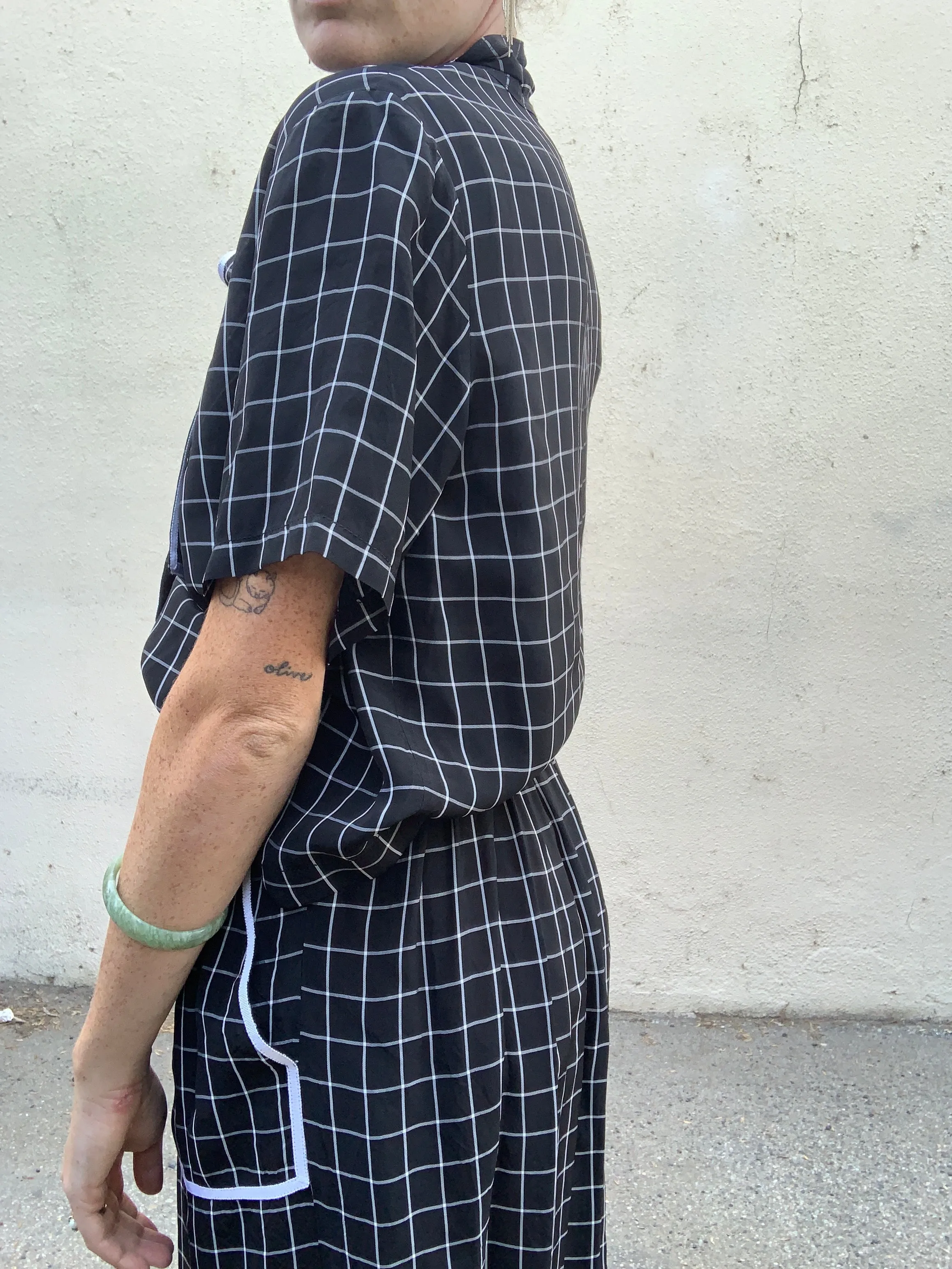 Colovos Asymmetrical Checkered Dress