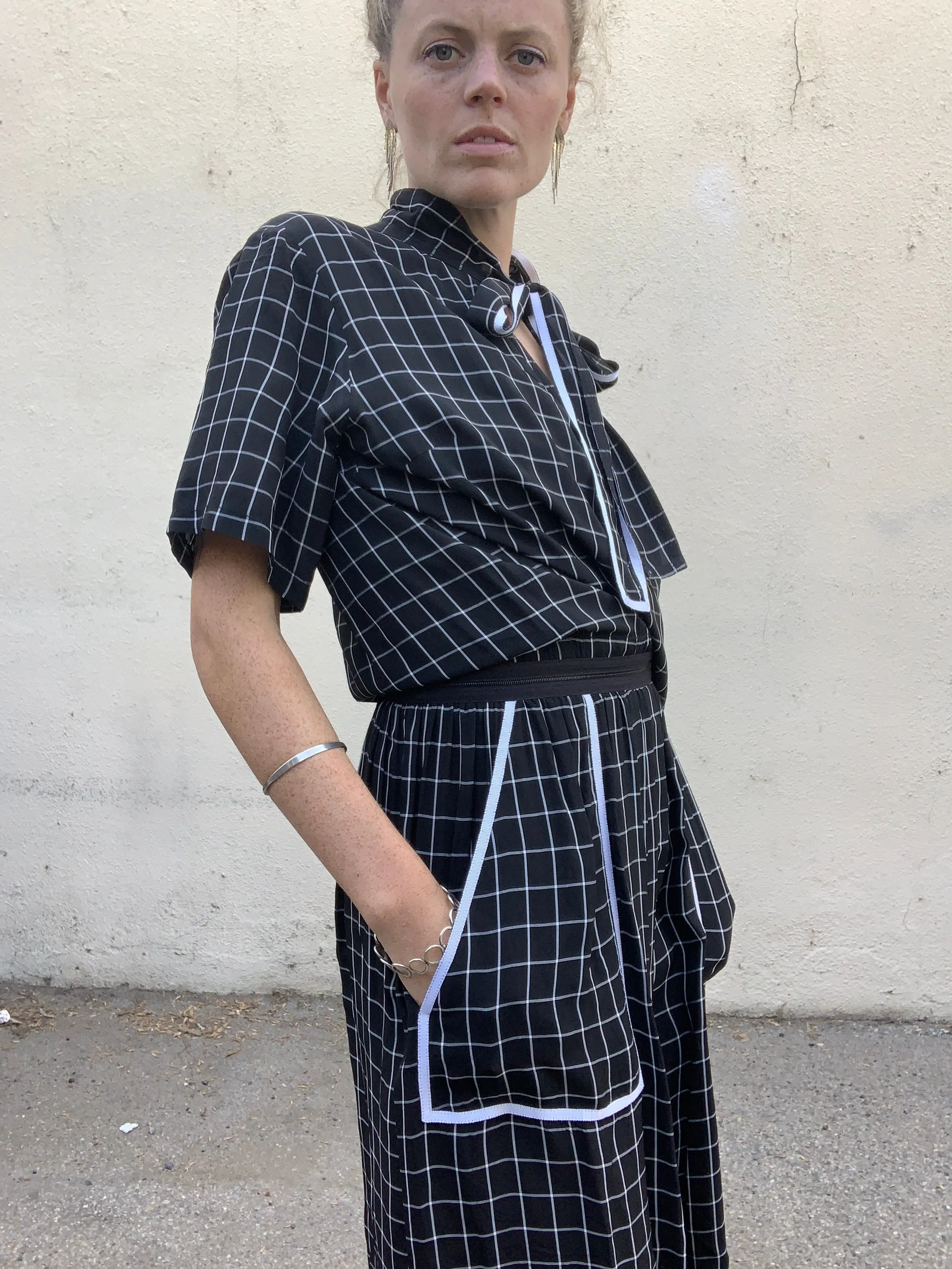 Colovos Asymmetrical Checkered Dress