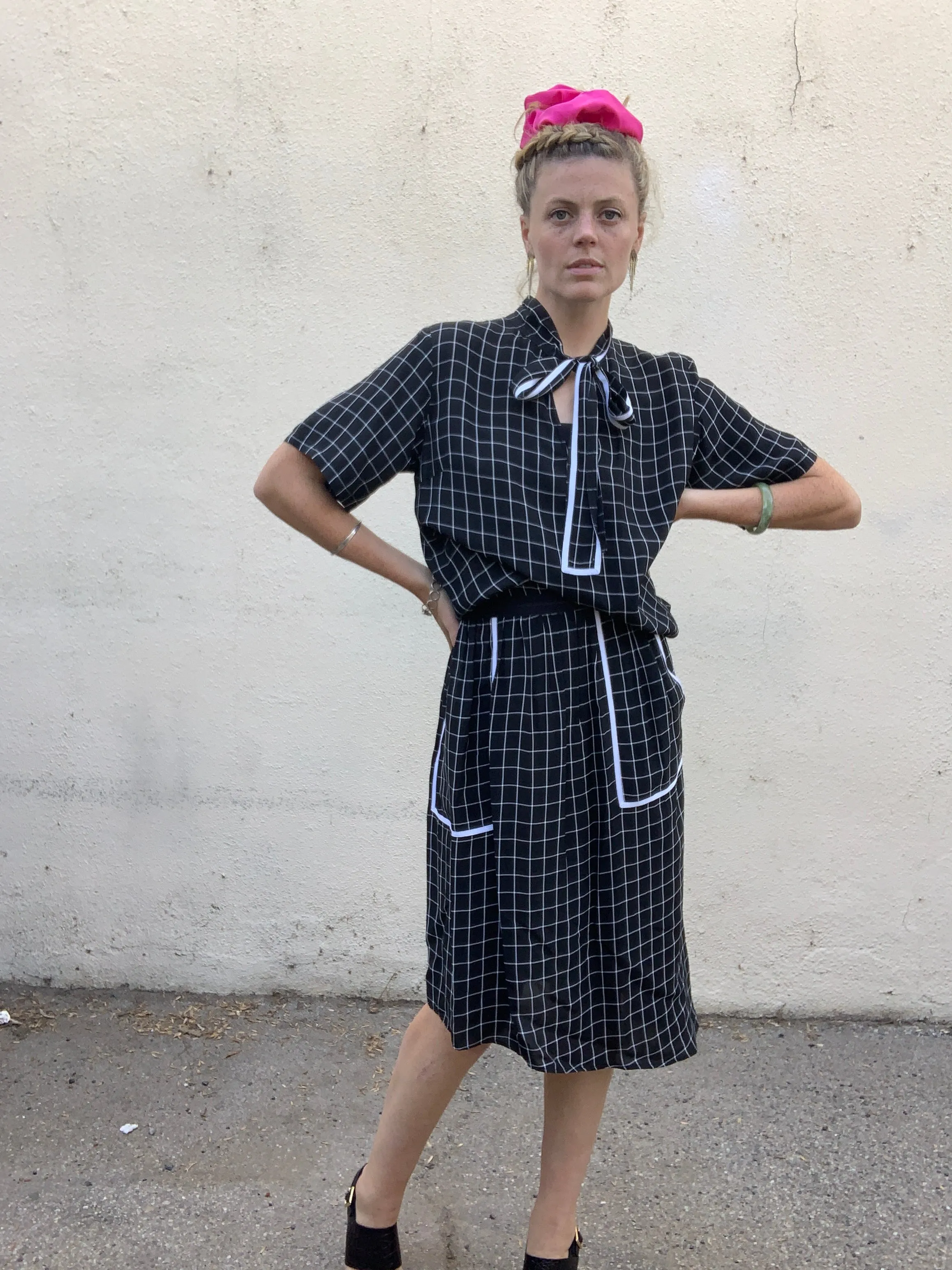 Colovos Asymmetrical Checkered Dress