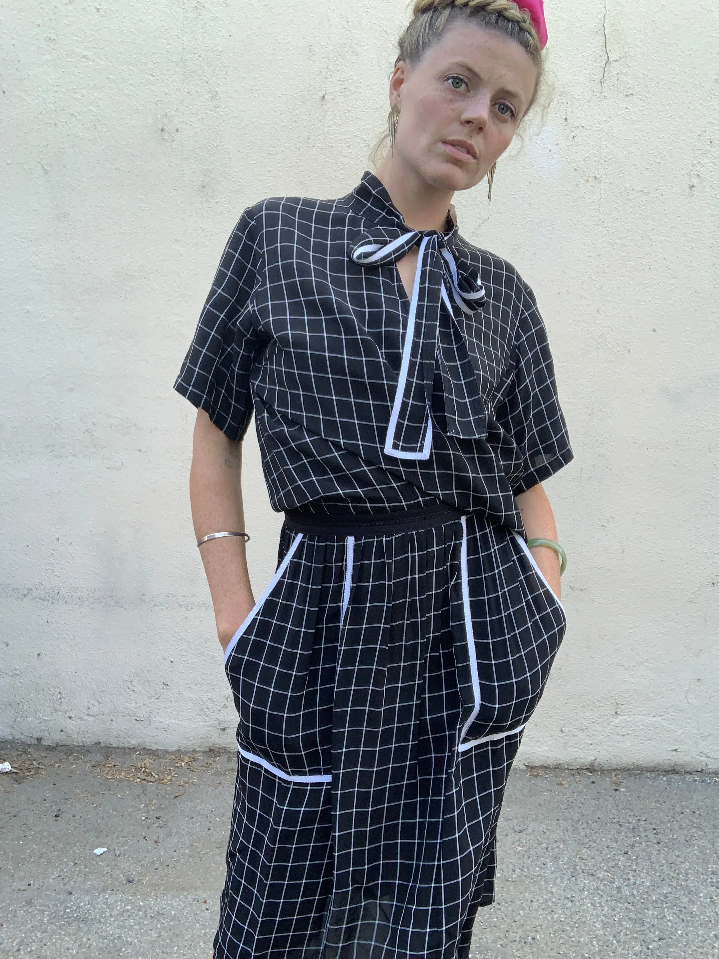 Colovos Asymmetrical Checkered Dress