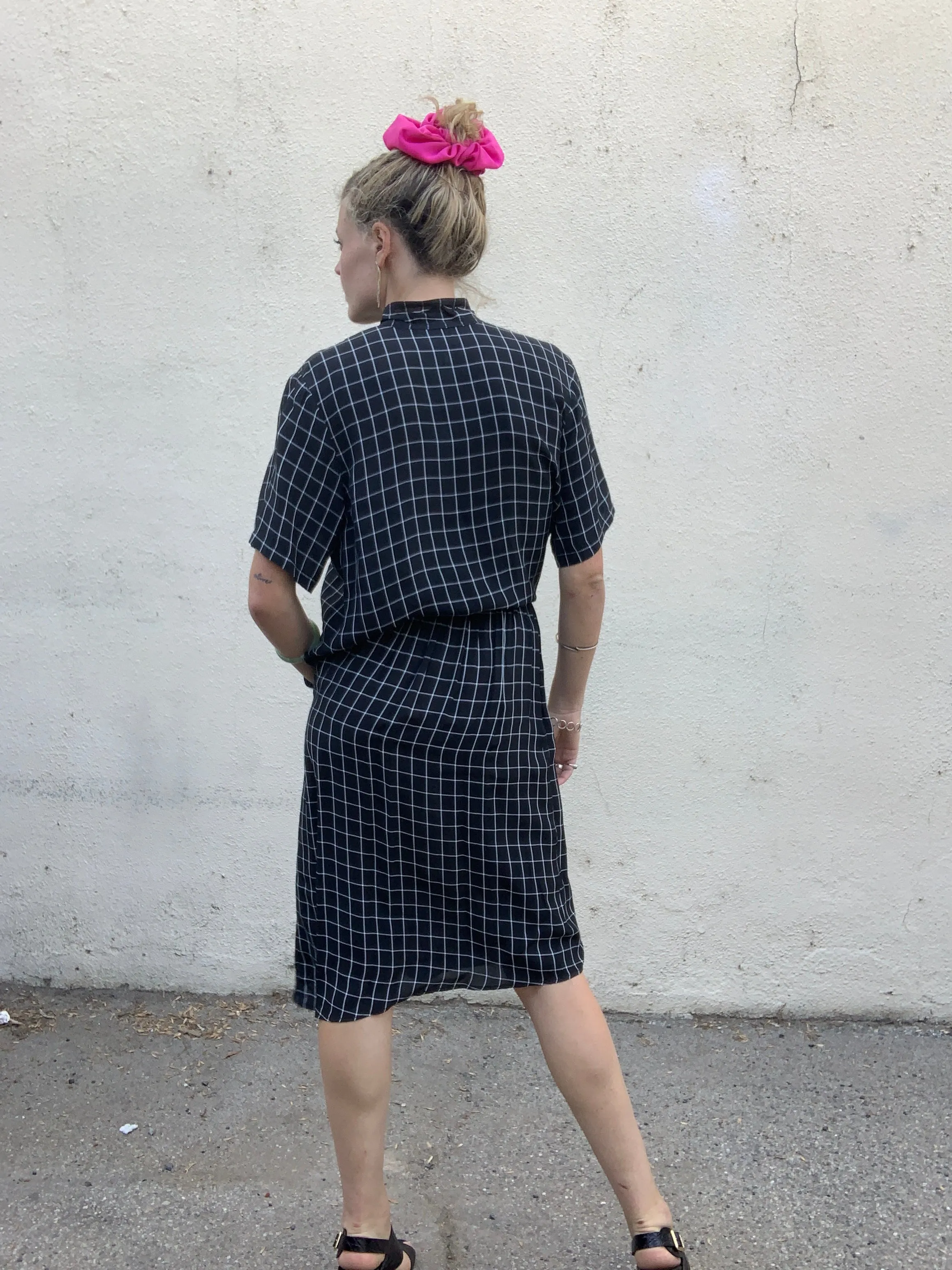 Colovos Asymmetrical Checkered Dress