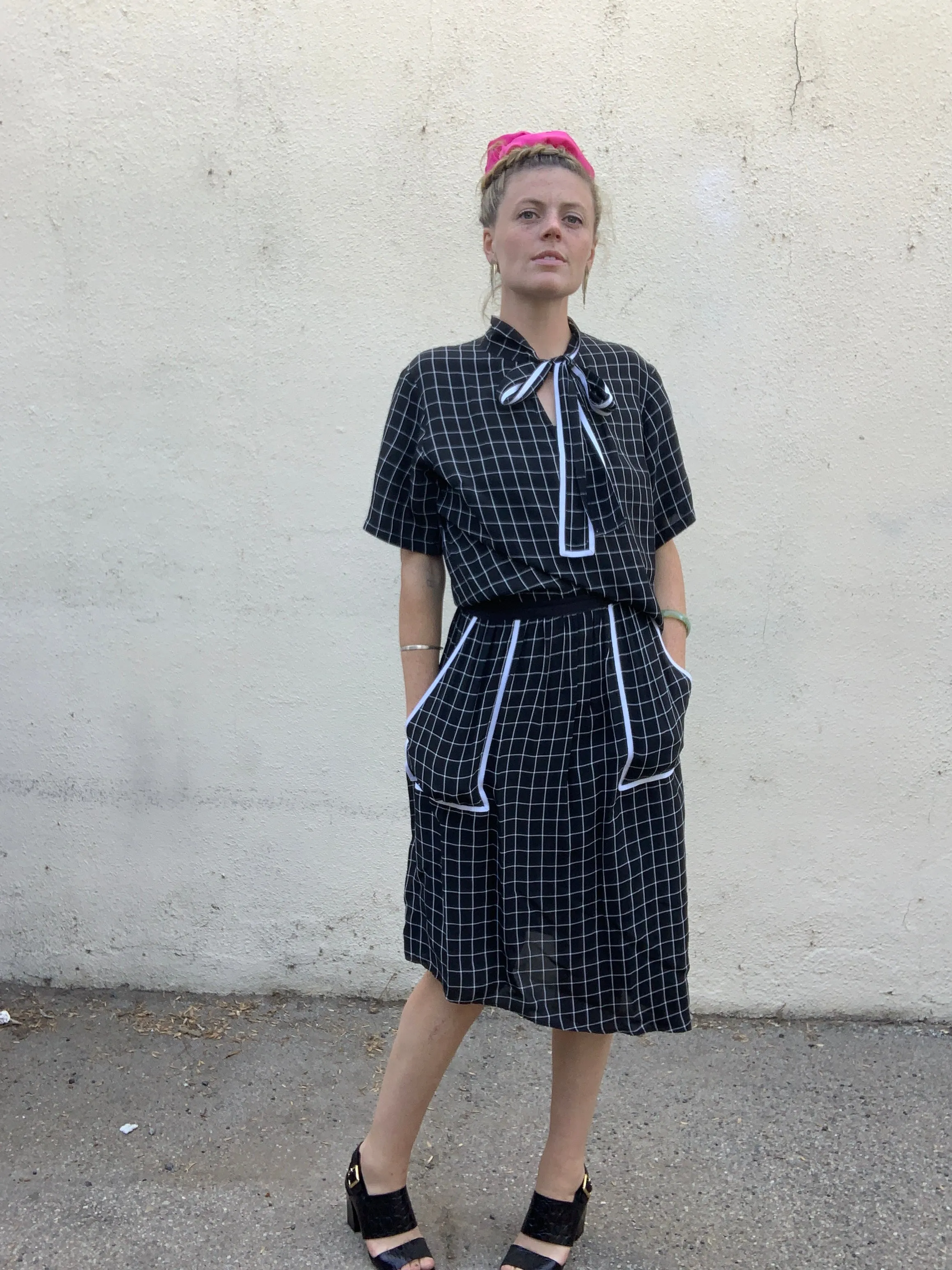 Colovos Asymmetrical Checkered Dress