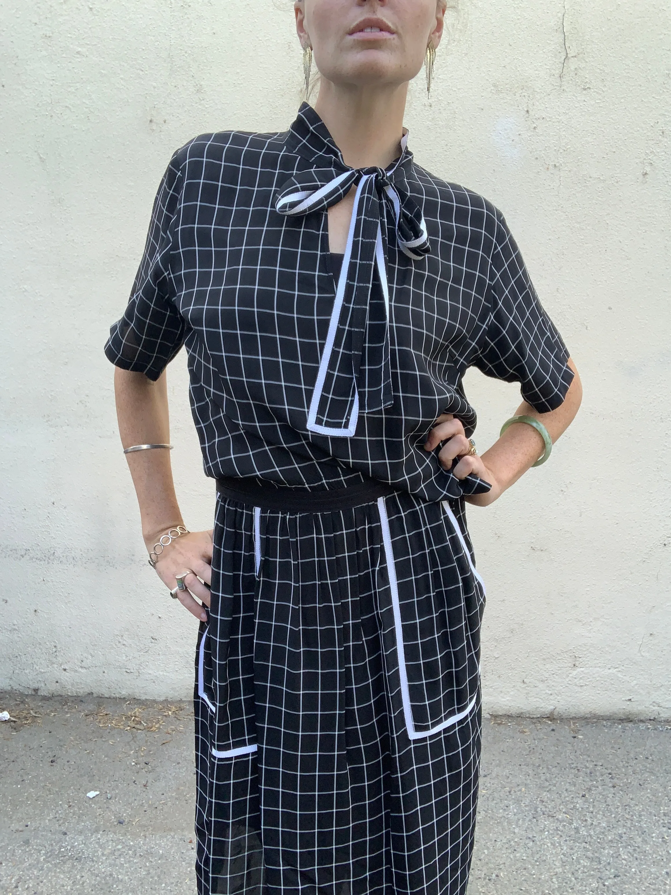 Colovos Asymmetrical Checkered Dress