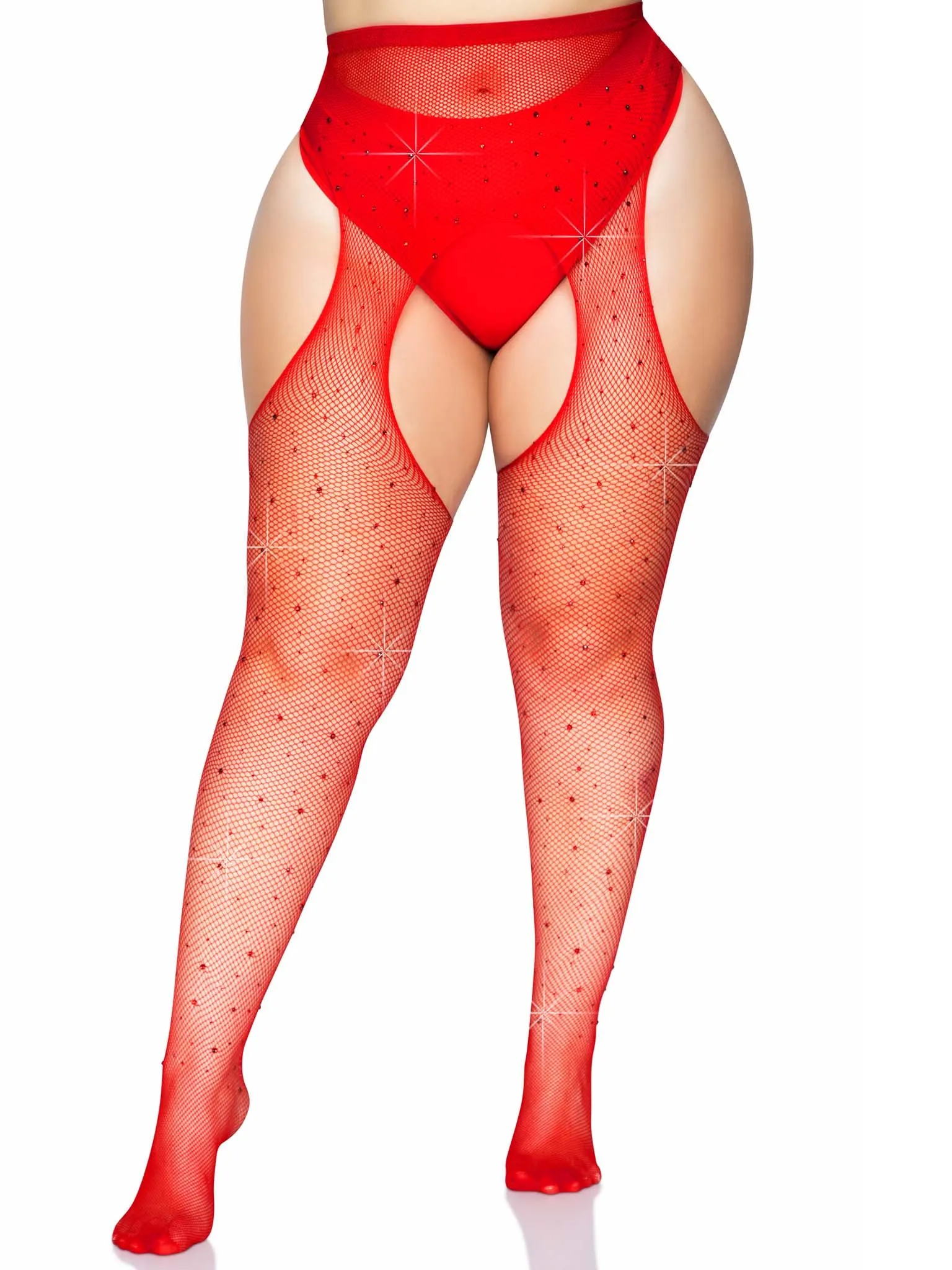 Crystalized Fishnet Suspender Tights