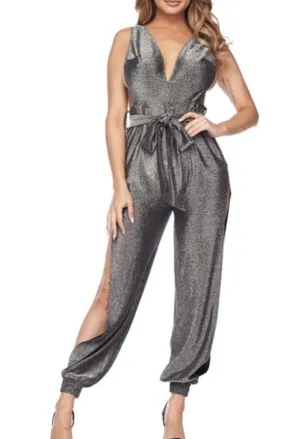 Date Night Silver Jumpsuit