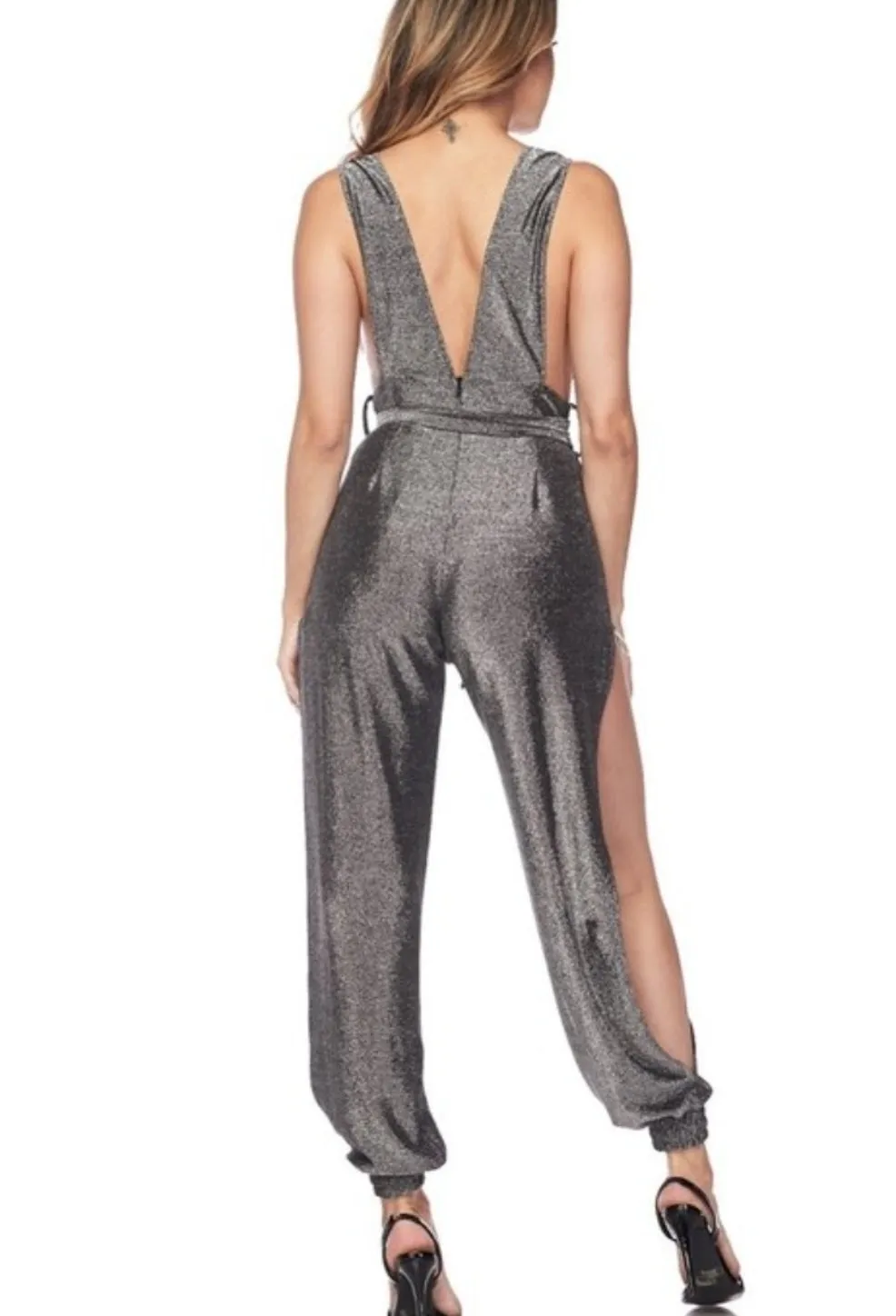Date Night Silver Jumpsuit