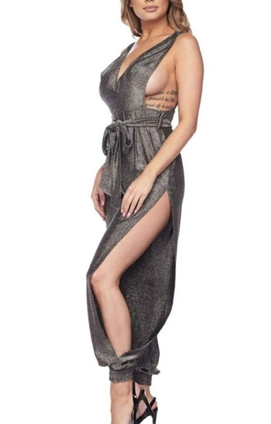 Date Night Silver Jumpsuit