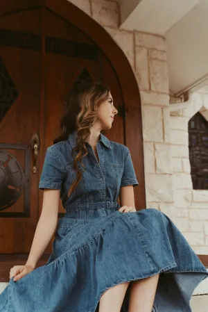Denim Tiered Midi Dress LD1075