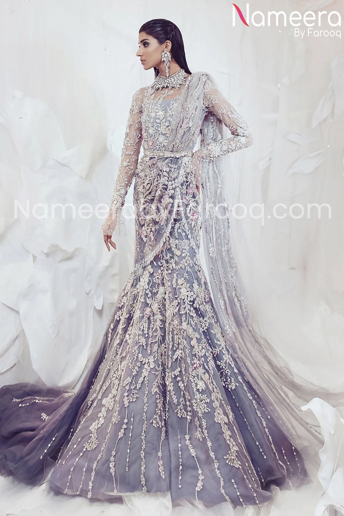 Designer Pakistani Fish Cut Lehenga for Bride #BN166