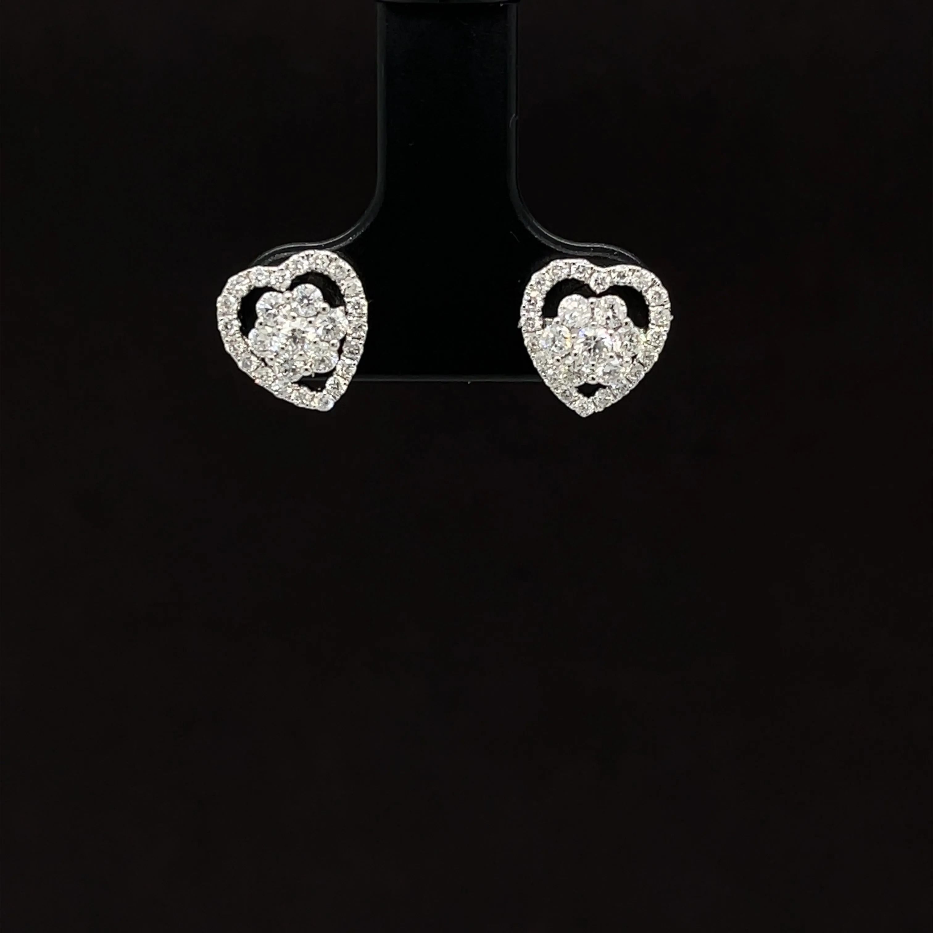 Diamond Cluster Heart Halo Jackets/Earrings in 18k White Gold - (#191 - HEDIA000799)