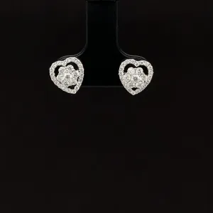 Diamond Cluster Heart Halo Jackets/Earrings in 18k White Gold - (#191 - HEDIA000799)