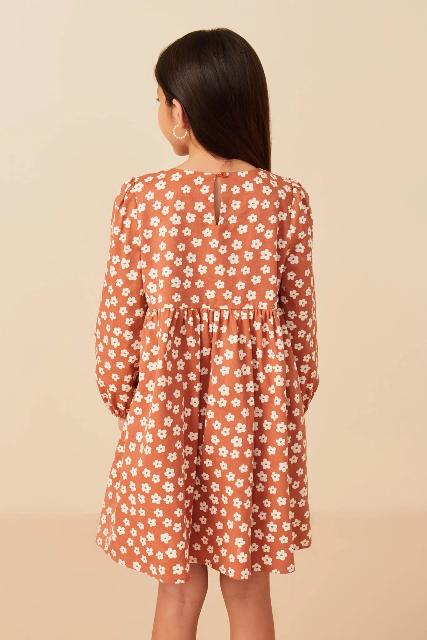 Ditsy Floral V Neck Long Sleeve Dress