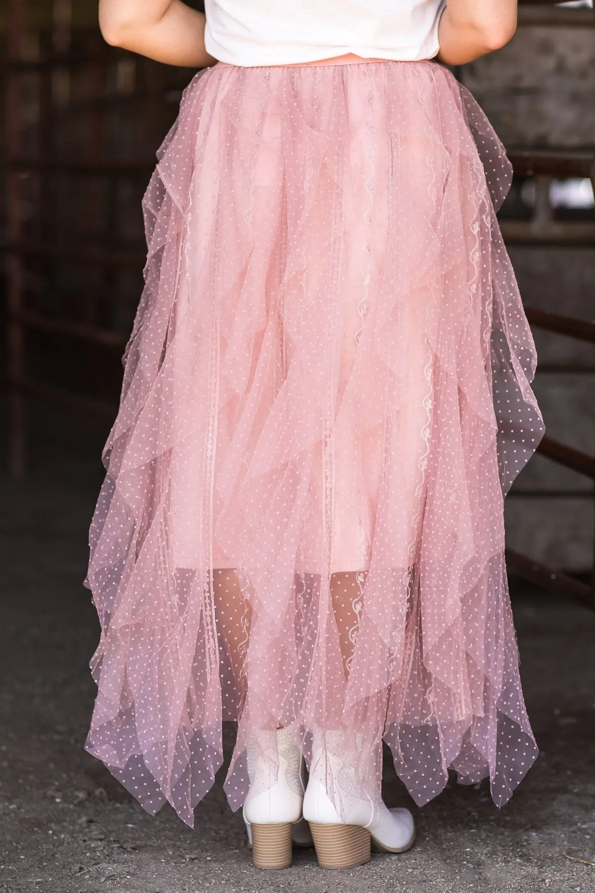 Dusty Rose Tulle Maxi Skirt