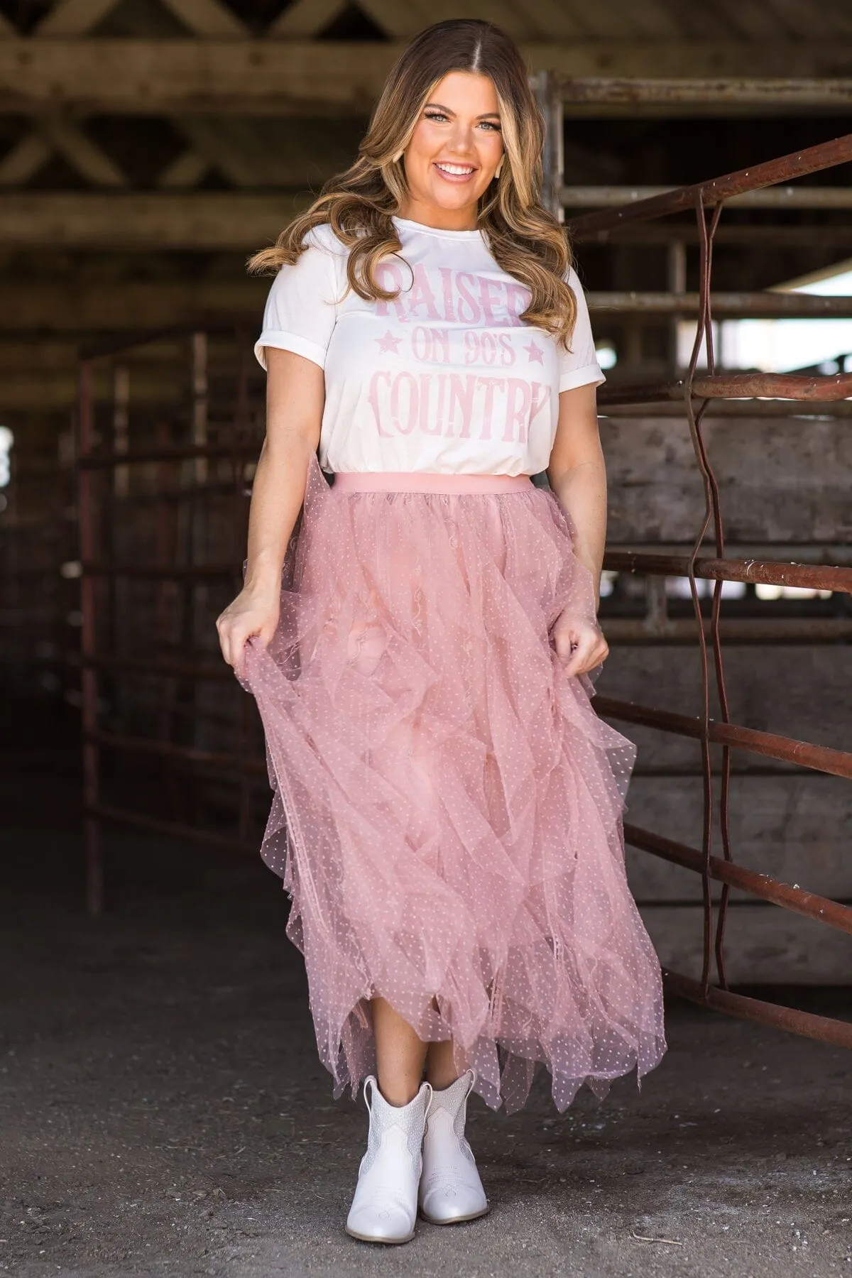 Dusty Rose Tulle Maxi Skirt