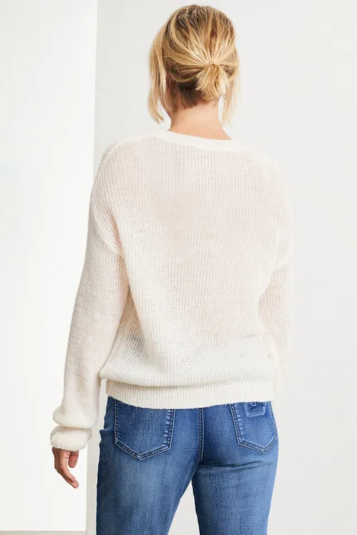 Emerge Fluffy Ruffle Sleeve Sweater