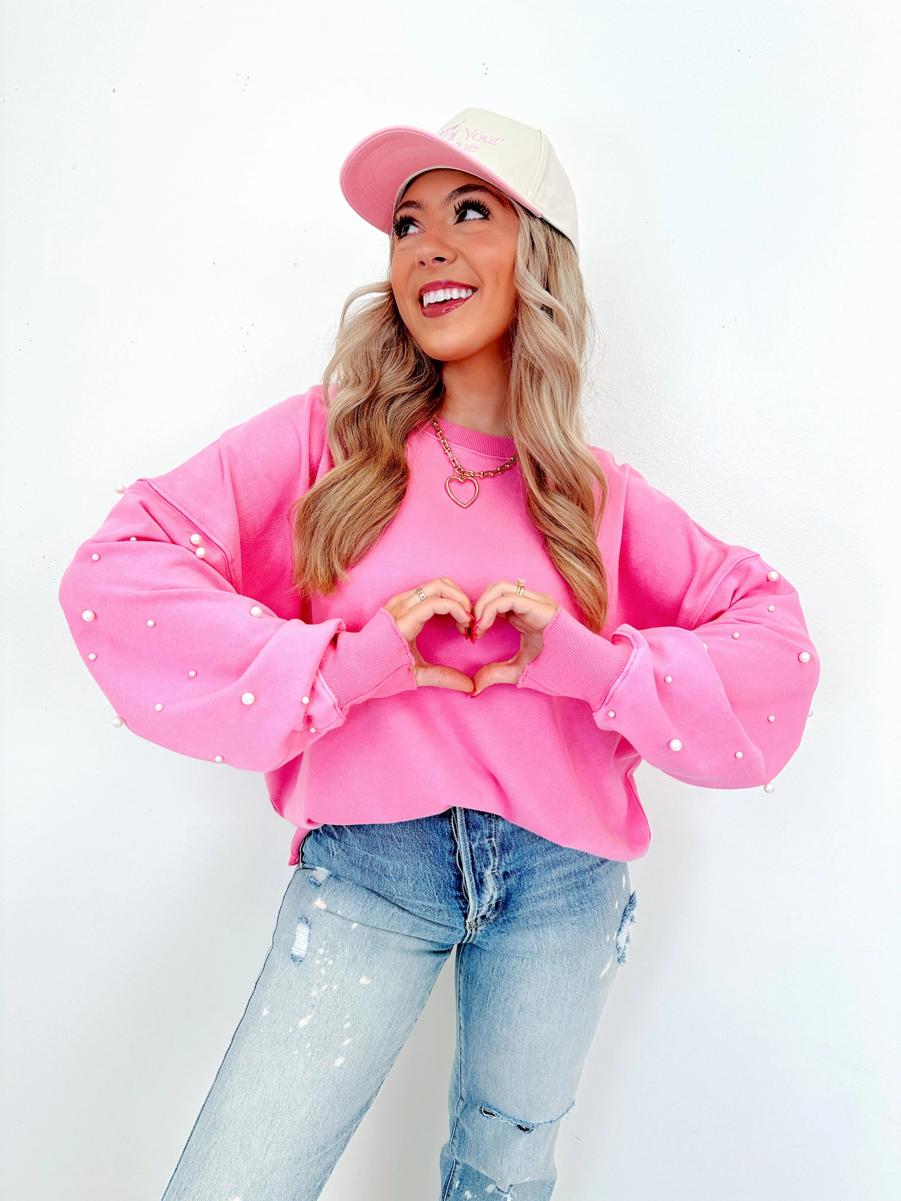 Emi Elevated Pearl Embellished Sweatshirt