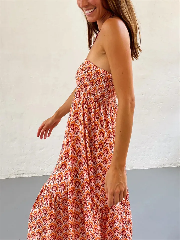 Ethnic Print High-Rise Ruffled Skirt for Women