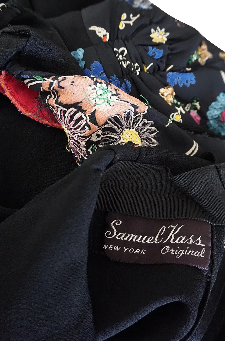 Exceptional 1930s Samuel Kass Sequin Silk Swing Dress
