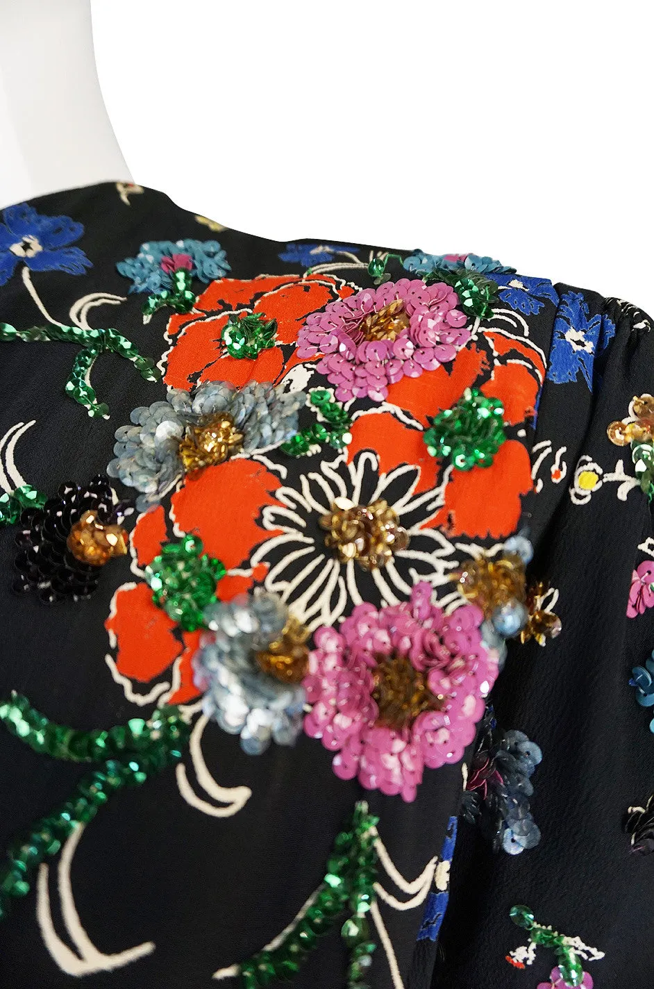 Exceptional 1930s Samuel Kass Sequin Silk Swing Dress