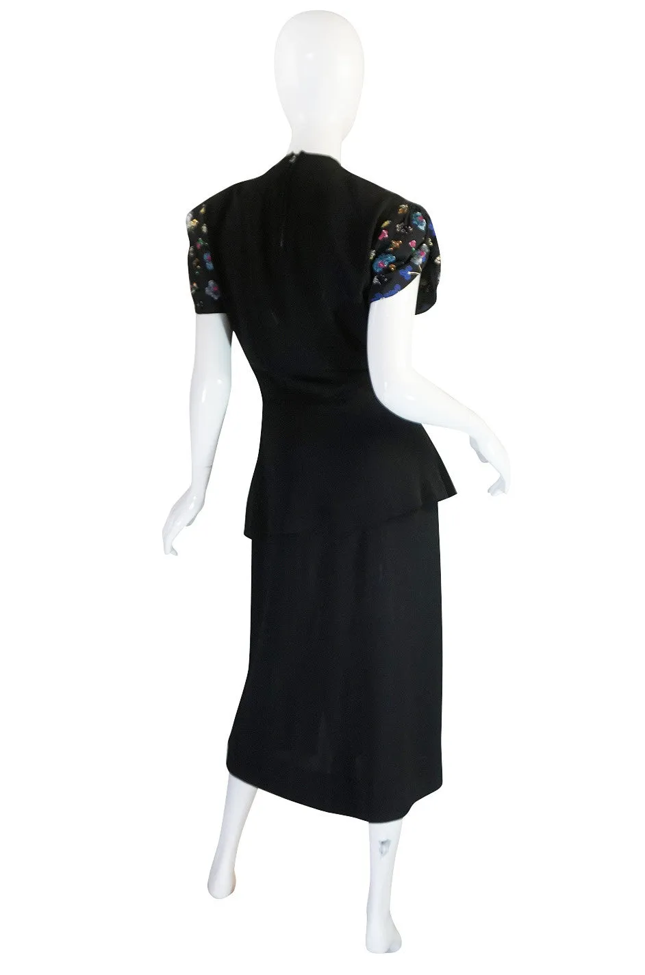 Exceptional 1930s Samuel Kass Sequin Silk Swing Dress