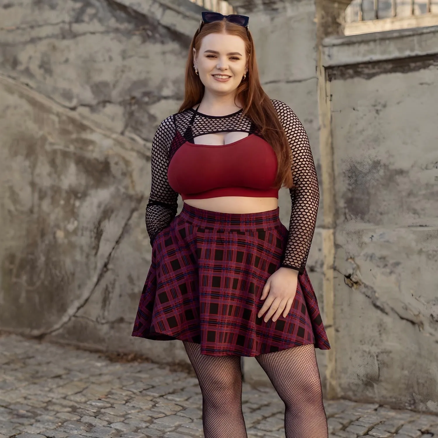 Fishnet Top - Alanis - Wine