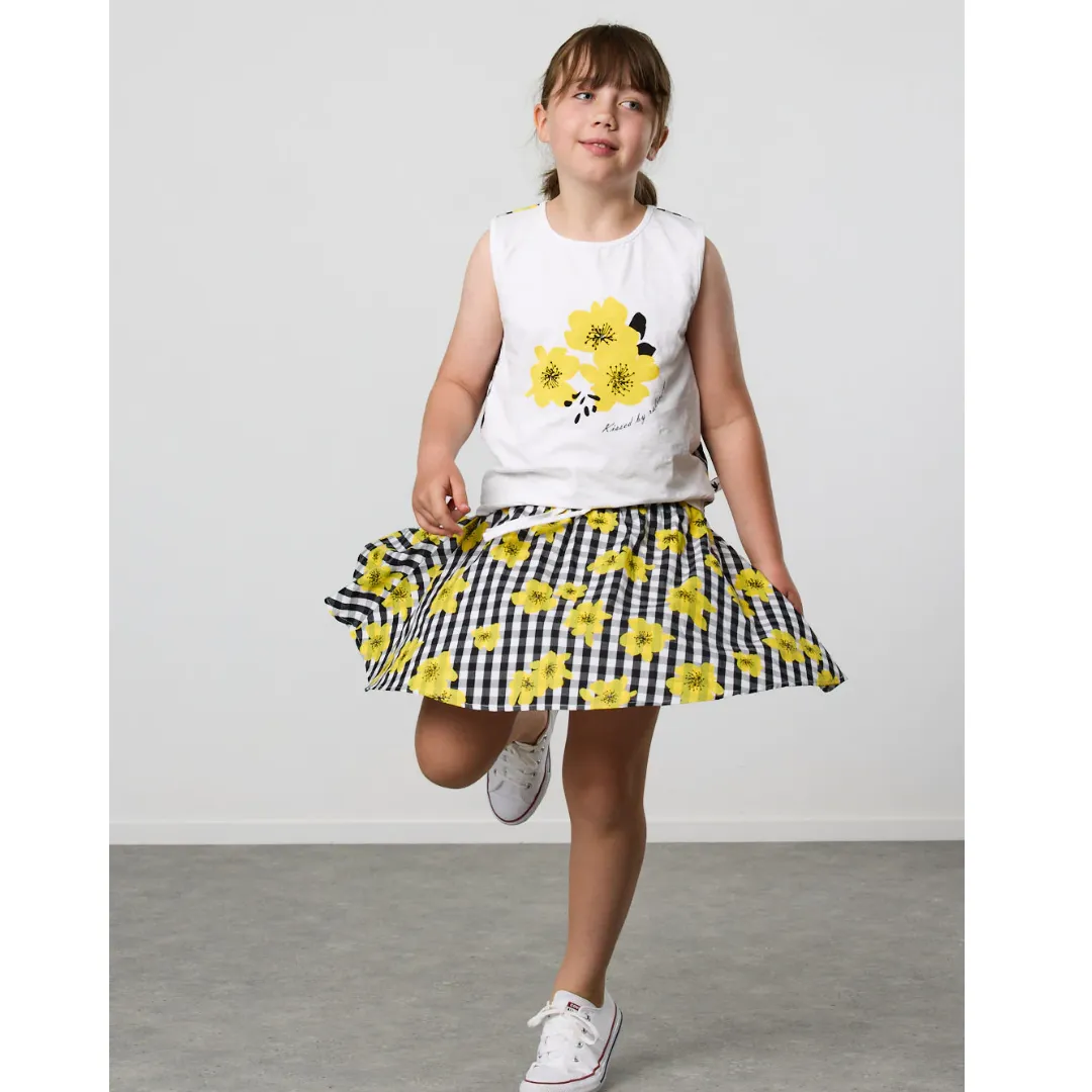 Floral Gingham Skirt