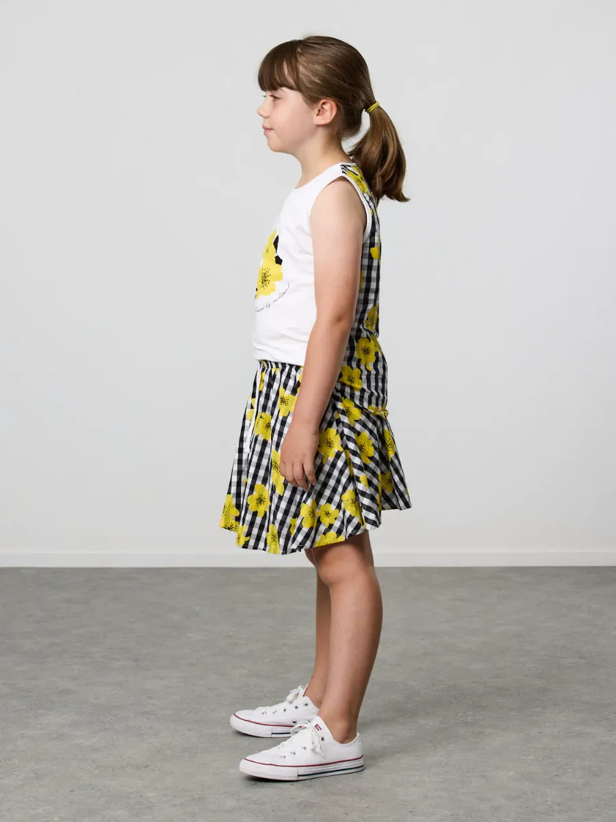 Floral Gingham Skirt