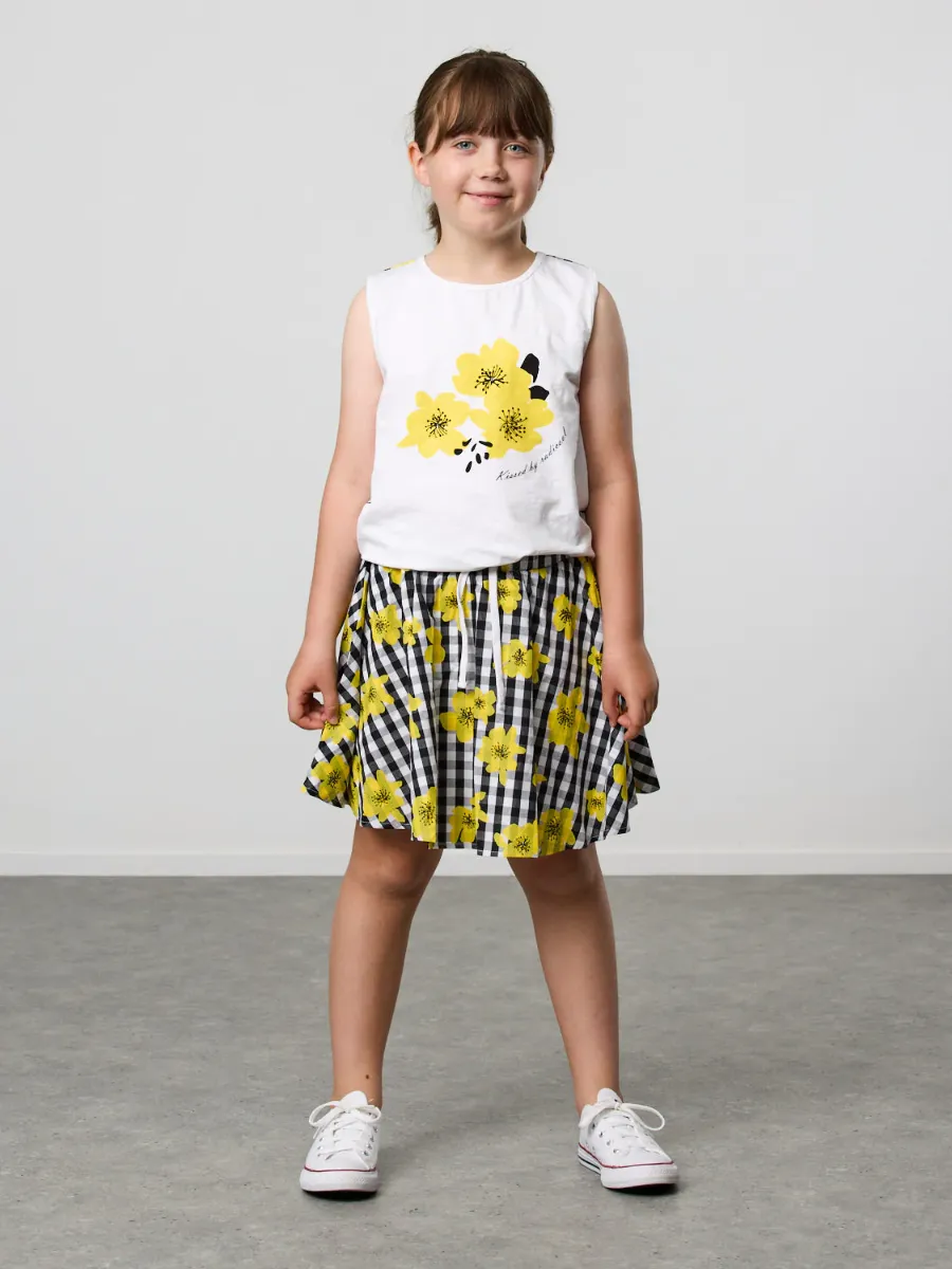 Floral Gingham Skirt