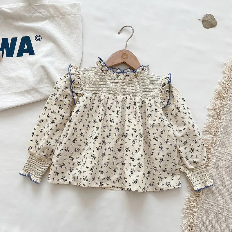 Floral Ruffled Collar Blouse