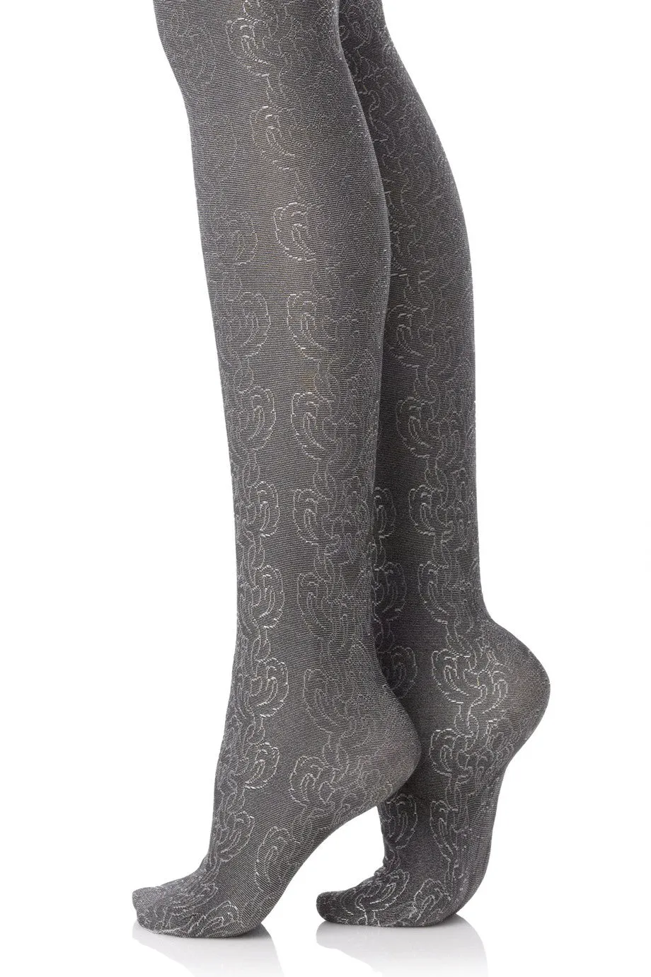 FOGAL 508 TEATRO Floral Tights 298 Noir-Silver