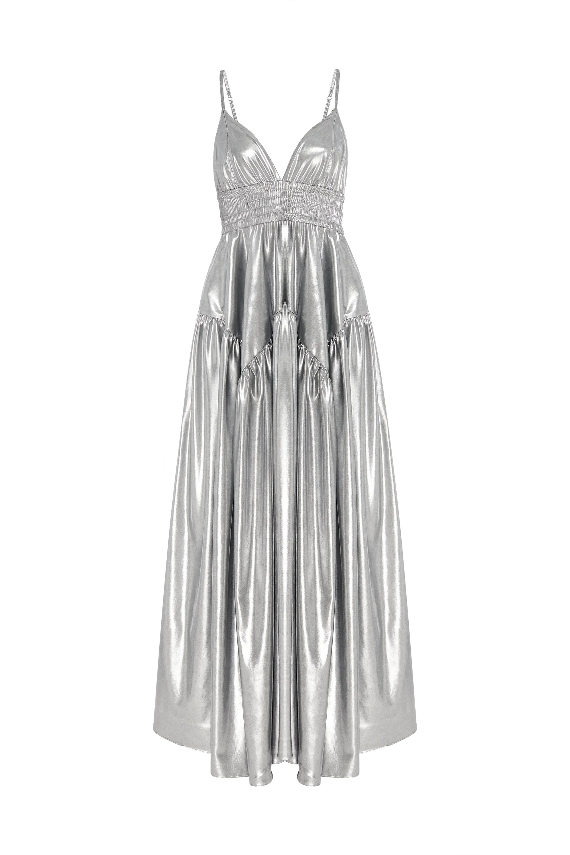 GATHERED PEPLUM CAMISOLE DRESS