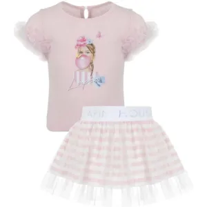 Girls Pink Tulle Skirt Set