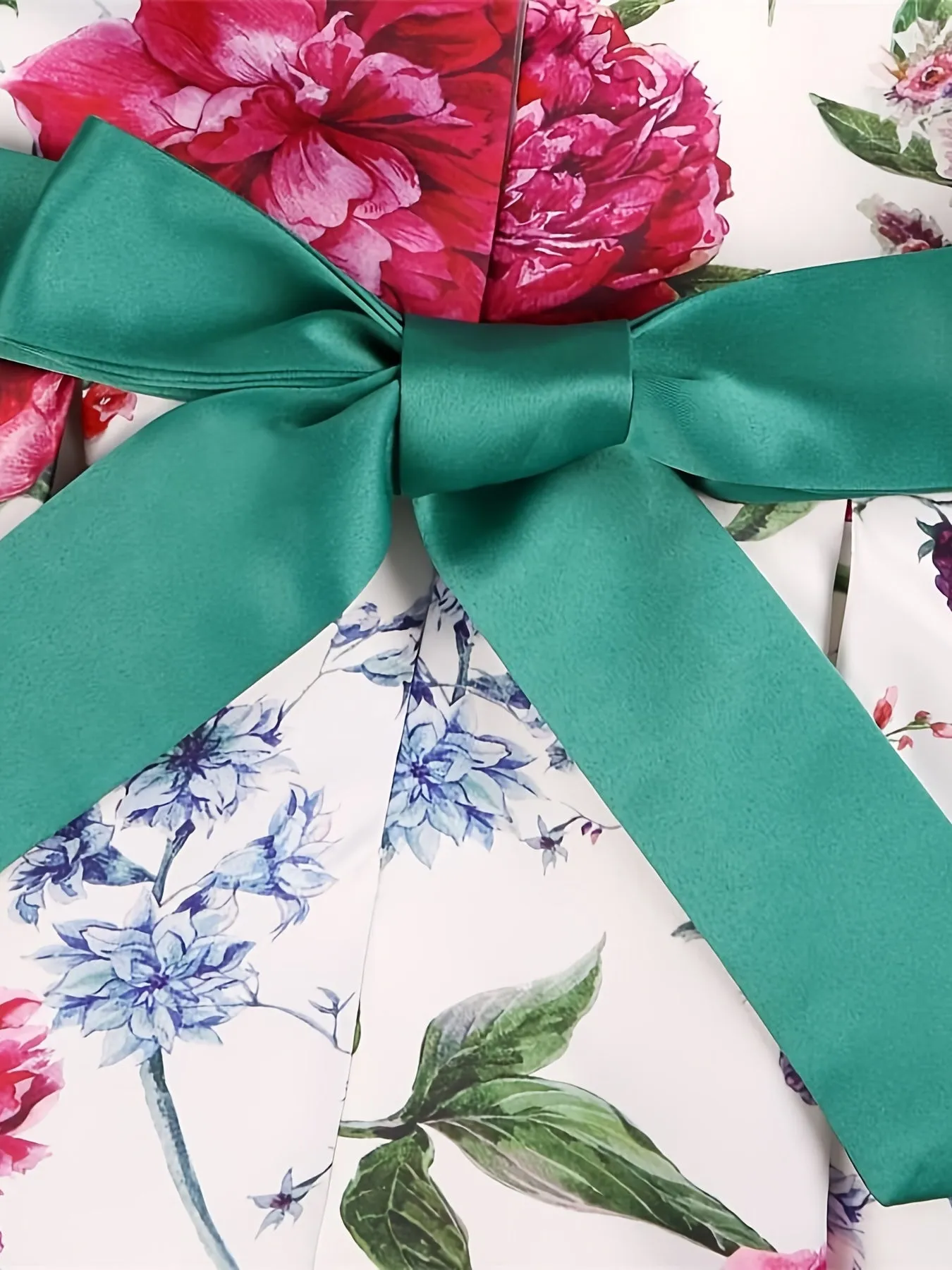 Girls Princess Short Sleeve Bow Printed Dress