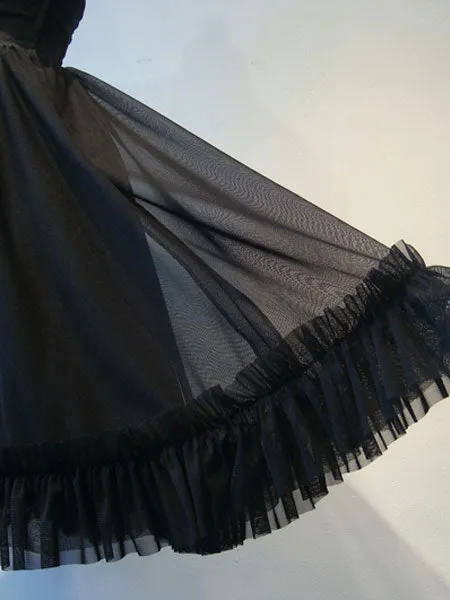 Gothic Lolita SK Tulle Layered Ruffle Pleated Black Lolita Skirt