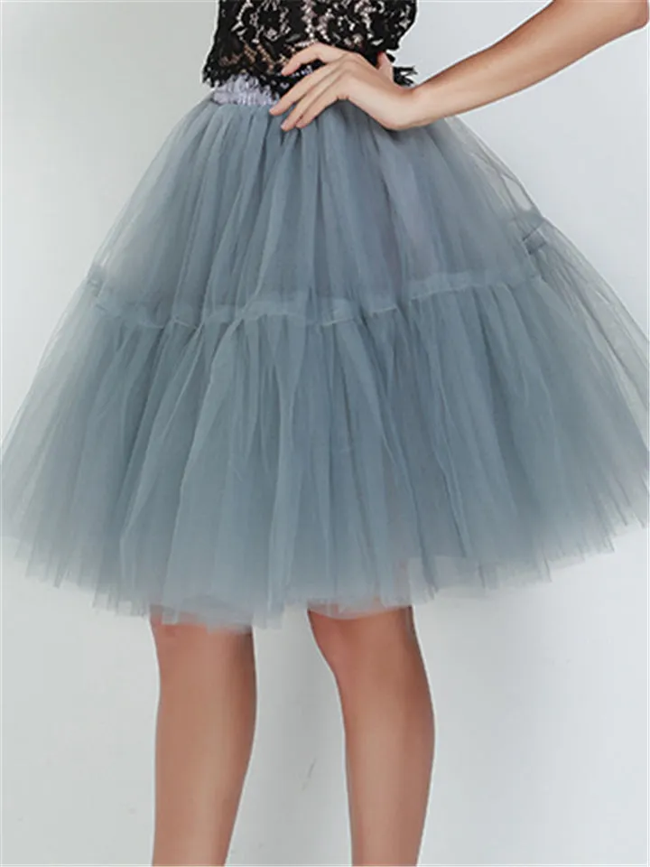 Graceful Simple Style One Size Solid Color Tulle Skirts For Women