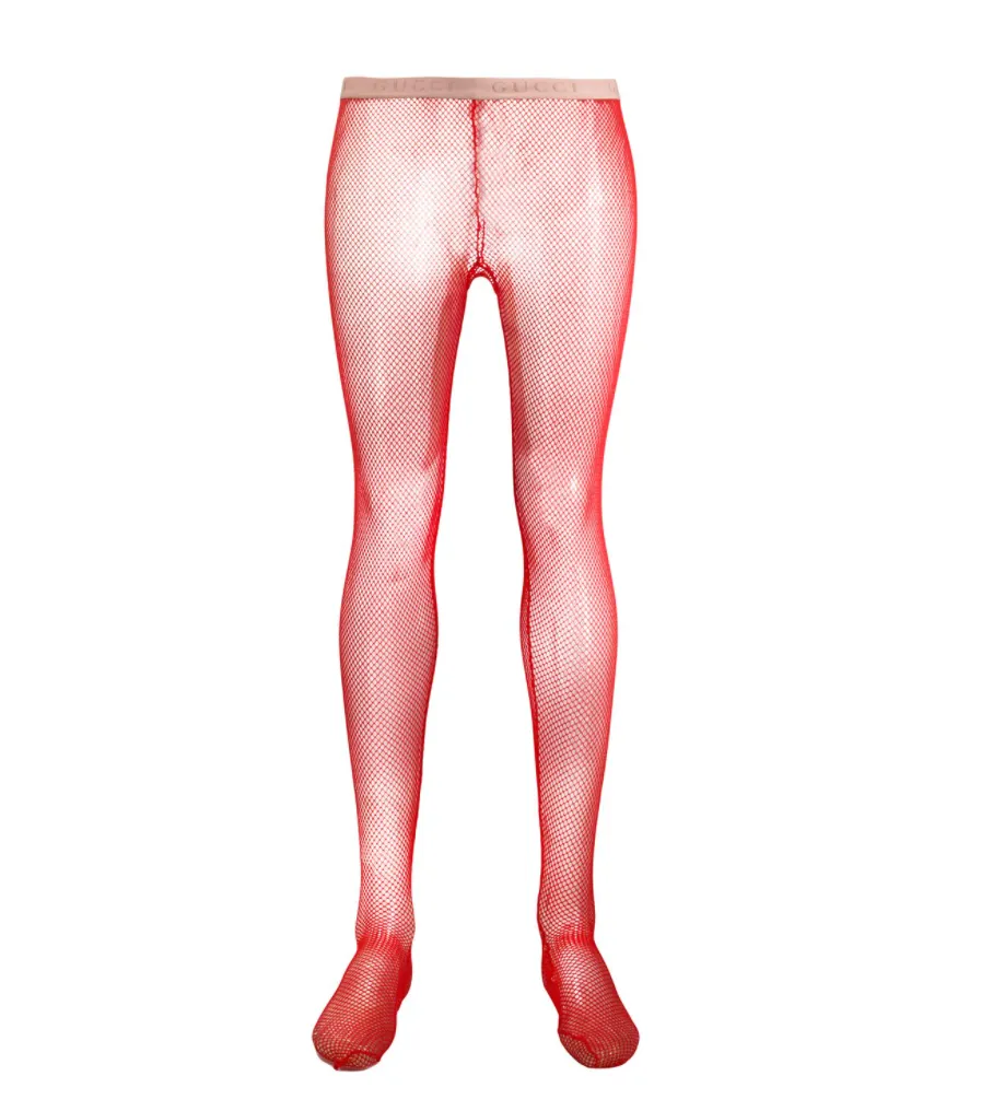 Gucci Nettina Fishnet Tights in Washed Rose Red
