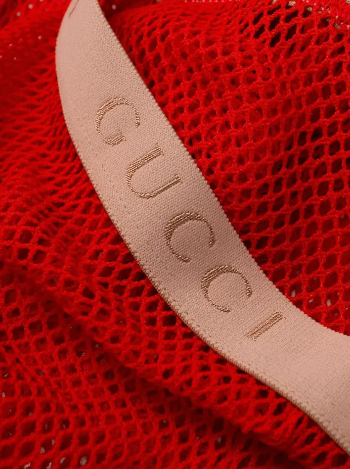 Gucci Nettina Fishnet Tights in Washed Rose Red