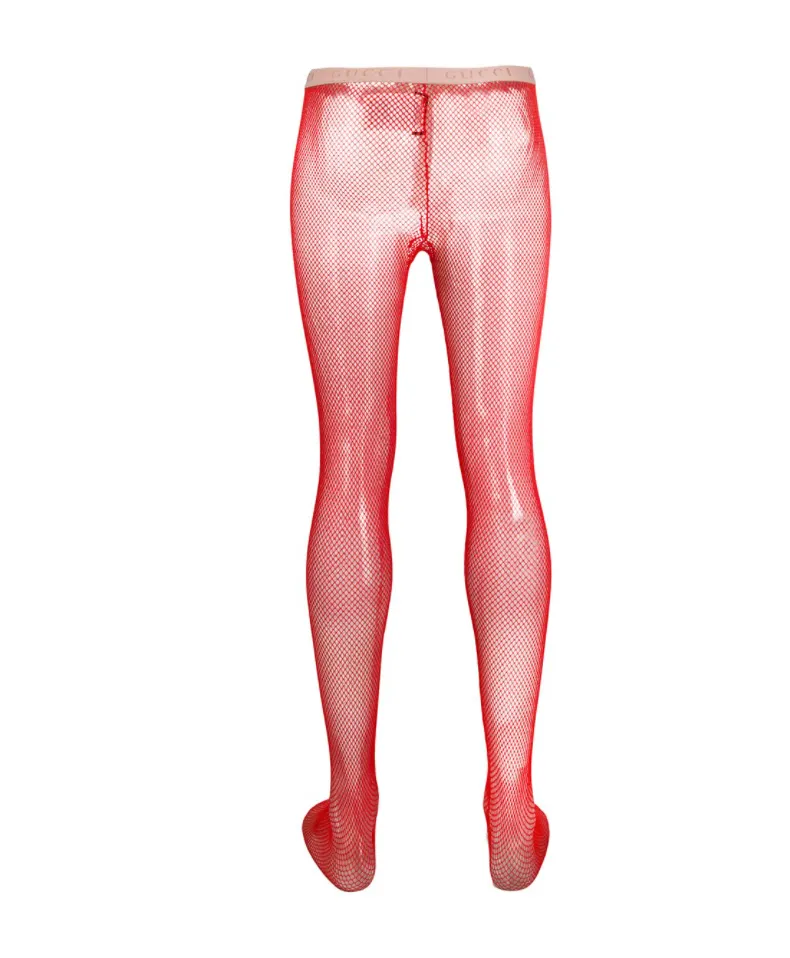 Gucci Nettina Fishnet Tights in Washed Rose Red