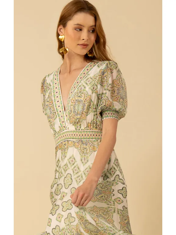 Hale Bob Malaya Chiffon Maxi Dress in Lime