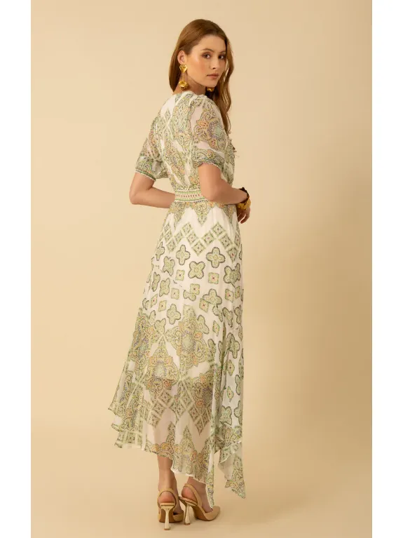 Hale Bob Malaya Chiffon Maxi Dress in Lime