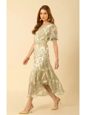 Hale Bob Malaya Chiffon Maxi Dress in Lime
