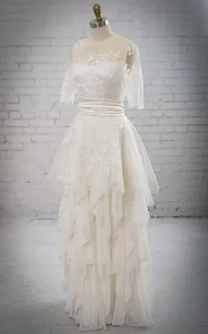 Half-Sleeved Stunning Dress With Removable Embriodery Peplum