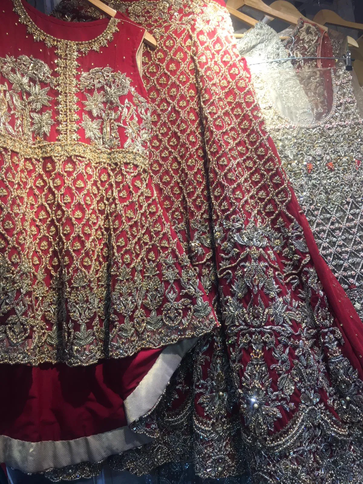 Handwork Deep red Bridal Peplum Lehenga # B1953