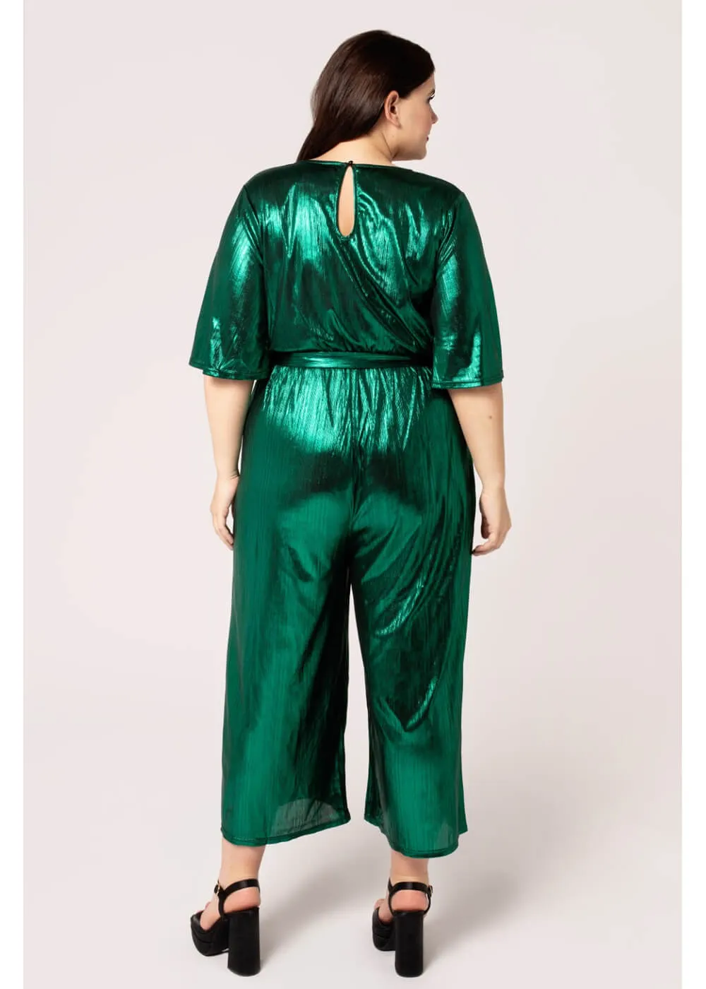 Hell Bunny Gigi Metallic 70's Jumpsuit Groen