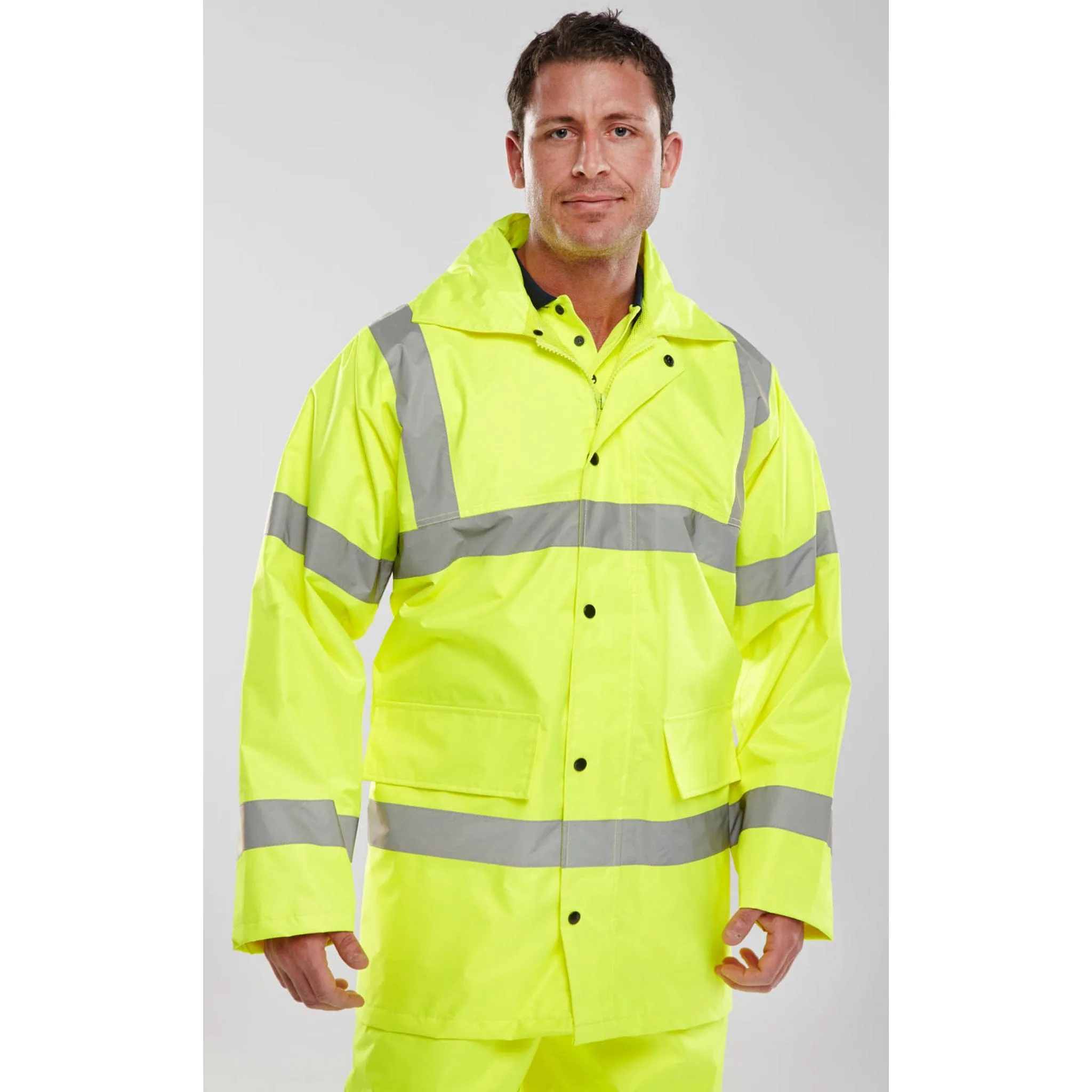 Hi-vis Lightweight Jacket with Concealed Hood - Saturn Yellow