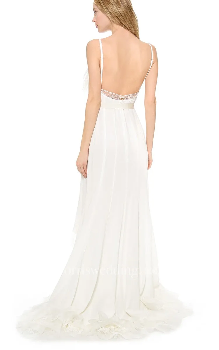 High-low Spaghetti A-line Organza Dress With Ruffles-702061